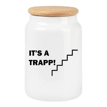 It's a staircase - Cookie Jar with Wooden Lid - white - Front