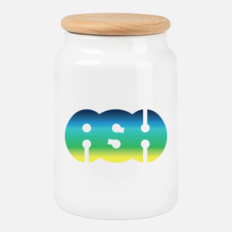ASH - Cookie Jar with Wooden Lid - white