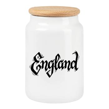 England - Cookie Jar with Wooden Lid - white - Front