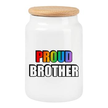 Fier frère LGBT Pride Rainbow - Boîte à biscuits avec couvercle en bois - blanc - Devant