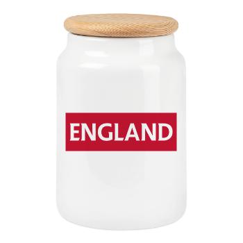 England Blackburn Emblem Design - Cookie Jar with Wooden Lid - white - Front