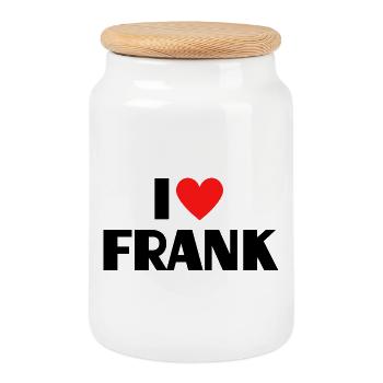 I love Frank Red Heart Love Fan Gift - Cookie Jar with Wooden Lid - white - Front