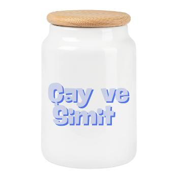 Cay & Simit - Cookie Jar with Wooden Lid - white - Front