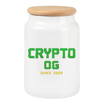 Logo rétro des pionniers de la crypto - Boîte à biscuits avec couvercle en bois - blanc - Devant