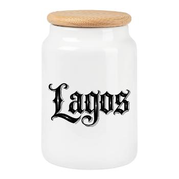 Lagos - Keksdose mit Holzdeckel - Weiß - Vorne