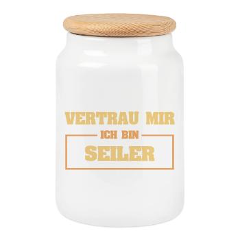 Drôle de Seiler - Boîte à biscuits avec couvercle en bois - blanc - Devant