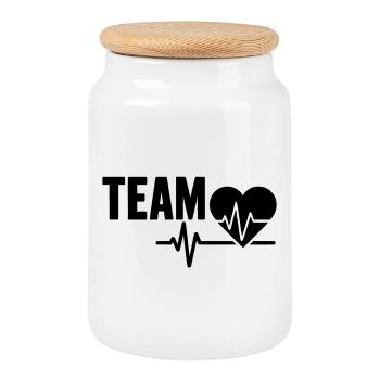 Heartbeat Team - Cookie Jar with Wooden Lid - white - Front