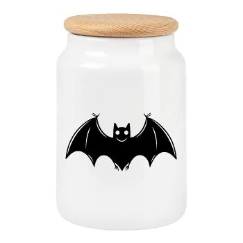 Chauve-souris - Boîte à biscuits avec couvercle en bois - blanc - Devant