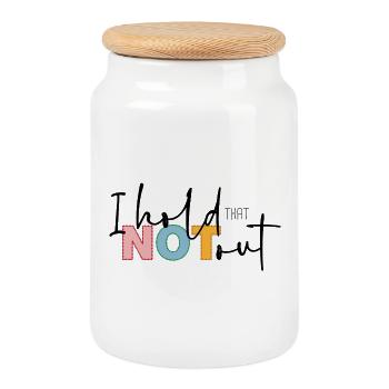 I hold that not out - Keksdose mit Holzdeckel - Weiß - Vorne