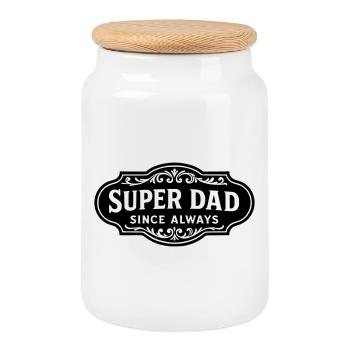 Super dad since always - Cookie Jar with Wooden Lid - white - Front
