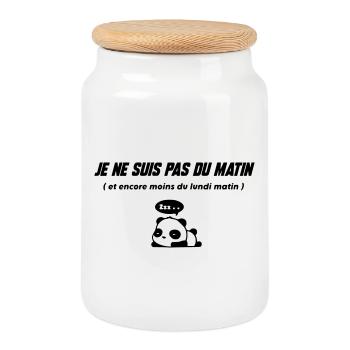  Panda Dormeur Illustration - Boîte à biscuits avec couvercle en bois - blanc - Devant