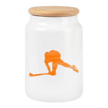 Hockey Pays-Bas - Boîte à biscuits avec couvercle en bois - blanc - Devant