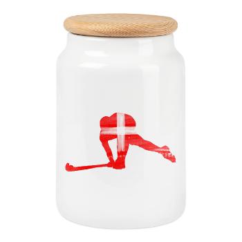 Hockey Schweiz - Keksdose mit Holzdeckel - Weiß - Vorne