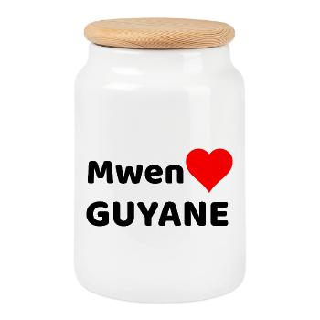 Mwen enmé Guyane - I love Guyana - Cookie Jar with Wooden Lid - white - Front