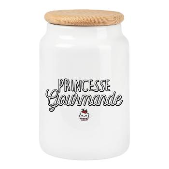 Princesse Gourmande Gateau Patisserie  Humour - Boîte à biscuits avec couvercle en bois - blanc - Devant