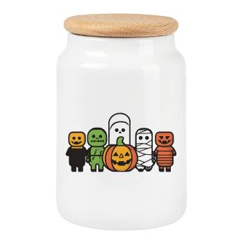 Halloween Monster - Cookie Jar with Wooden Lid - white - Front