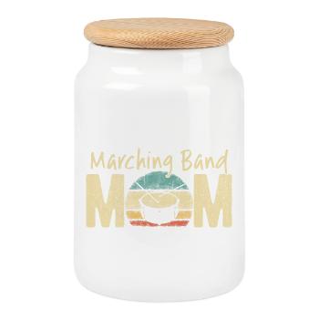 Marching Band Mom Retro Vintage Music Design - Cookie Jar with Wooden Lid - white - Front