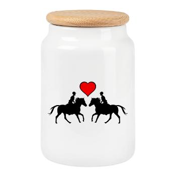 Riding Love - Cookie Jar with Wooden Lid - white - Front