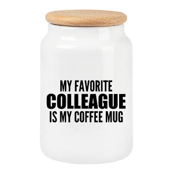 my favorite colleague is my coffee mug - Cookie Jar with Wooden Lid - white - Front