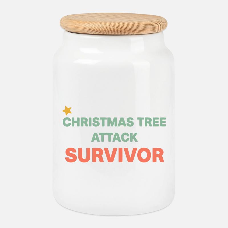 Survivor Weihnachtsbaum - Keksdose mit Holzdeckel - Weiß