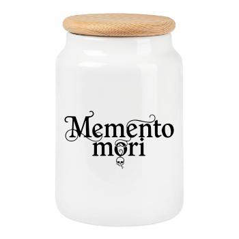 Memento Mori - Philosophie de la sagesse stoïcienne - Boîte à biscuits avec couvercle en bois - blanc - Devant