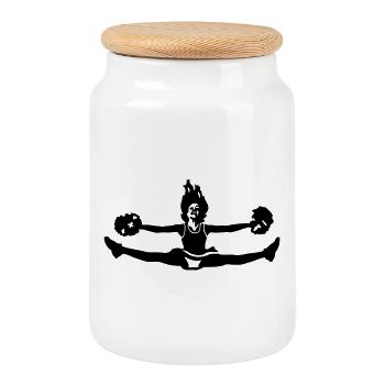 cheerleader - Cookie Jar with Wooden Lid - white - Front