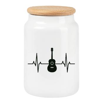 Gitarre Herzschlag Rhythmus - Keksdose mit Holzdeckel - Weiß - Vorne