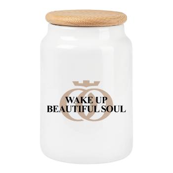 WAKE UP BEAUTIFUL SOUL – Oppoline Collection - Boîte à biscuits avec couvercle en bois - blanc - Devant