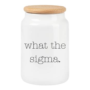 what the sigma - Cookie Jar with Wooden Lid - white - Front