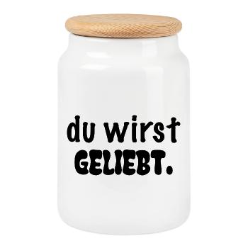 du wirst geliebt. - Keksdose mit Holzdeckel - Weiß - Vorne