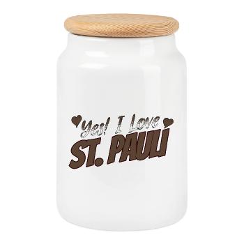 Yes I Love St. Pauli Shirt - Boîte à biscuits avec couvercle en bois - blanc - Devant