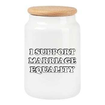 Support Marriage Equality LGBT  - Cookie Jar with Wooden Lid - white - Front