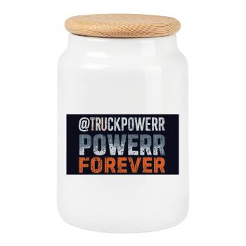 Truck Power Forever Distressed - Cookie Jar with Wooden Lid - white - Front