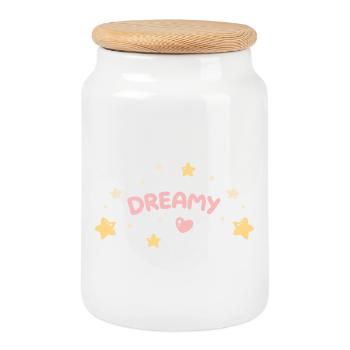 Rêve Pastel Étoiles Cœur - Boîte à biscuits avec couvercle en bois - blanc - Devant