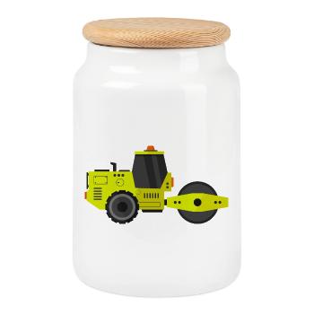 Road roller - Cookie Jar with Wooden Lid - white - Front