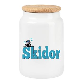 Ski - Keksdose mit Holzdeckel - Weiß - Vorne