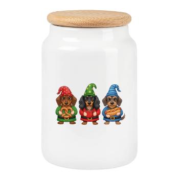 Teckel Joyeux Noël Cadeau de Noël cool - Boîte à biscuits avec couvercle en bois - blanc - Devant