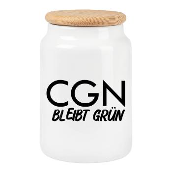 Cgn_Koeln_bleibt_gruen - Keksdose mit Holzdeckel - Weiß - Vorne