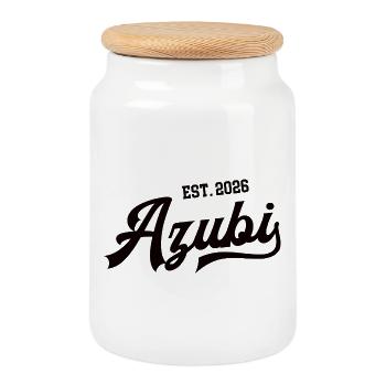 Apprentice 2026 Apprentice Start Start Training Apprenticeship - Cookie Jar with Wooden Lid - white - Front