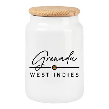 Grenada - West Indies - Karibik - Keksdose mit Holzdeckel - Weiß - Vorne