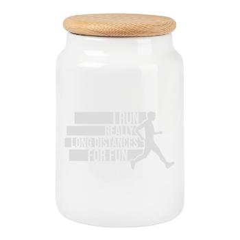 I Run Really Long Distances For Fun Marathon Sport - Keksdose mit Holzdeckel - Weiß - Vorne