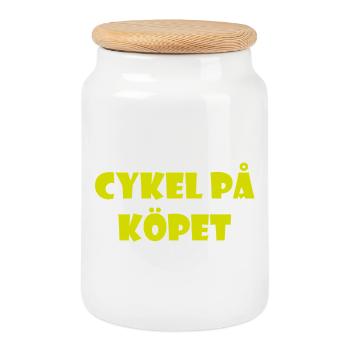 Talking Duva – Gothenburg humor - Cookie Jar with Wooden Lid - white - Front