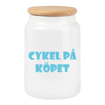 Talking Duva – Gothenburg humor - Cookie Jar with Wooden Lid - white - Front