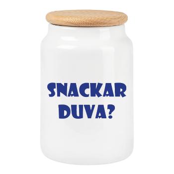 Talking Duva – Gothenburg humor - Cookie Jar with Wooden Lid - white - Front