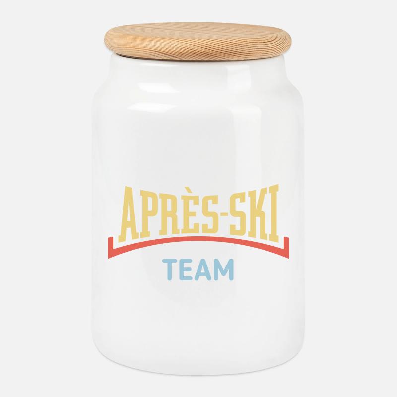 Après-Ski – Team (Apres Ski / Konkav / 3C) - Keksdose mit Holzdeckel - Weiß