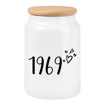 1969 - Boîte à biscuits avec couvercle en bois - blanc - Devant