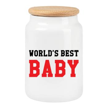 Bestes Baby der Welt – Geburt – Kind - Keksdose mit Holzdeckel - Weiß - Vorne