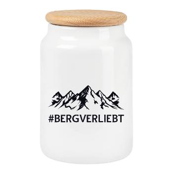 Montagne amoureuse du hashtag Paysage montagneux Montagnes - Boîte à biscuits avec couvercle en bois - blanc - Devant