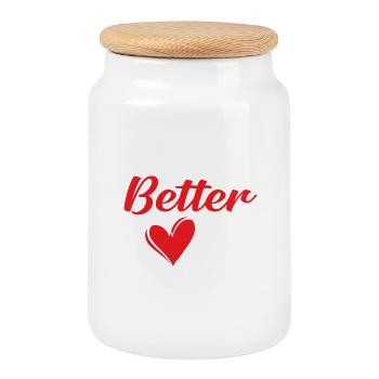 Moitié en couple jumellant la Saint-Valentin Sweet - Boîte à biscuits avec couvercle en bois - blanc - Devant