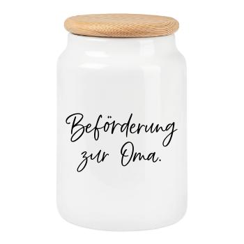 Promotion to grandma - Cookie Jar with Wooden Lid - white - Front